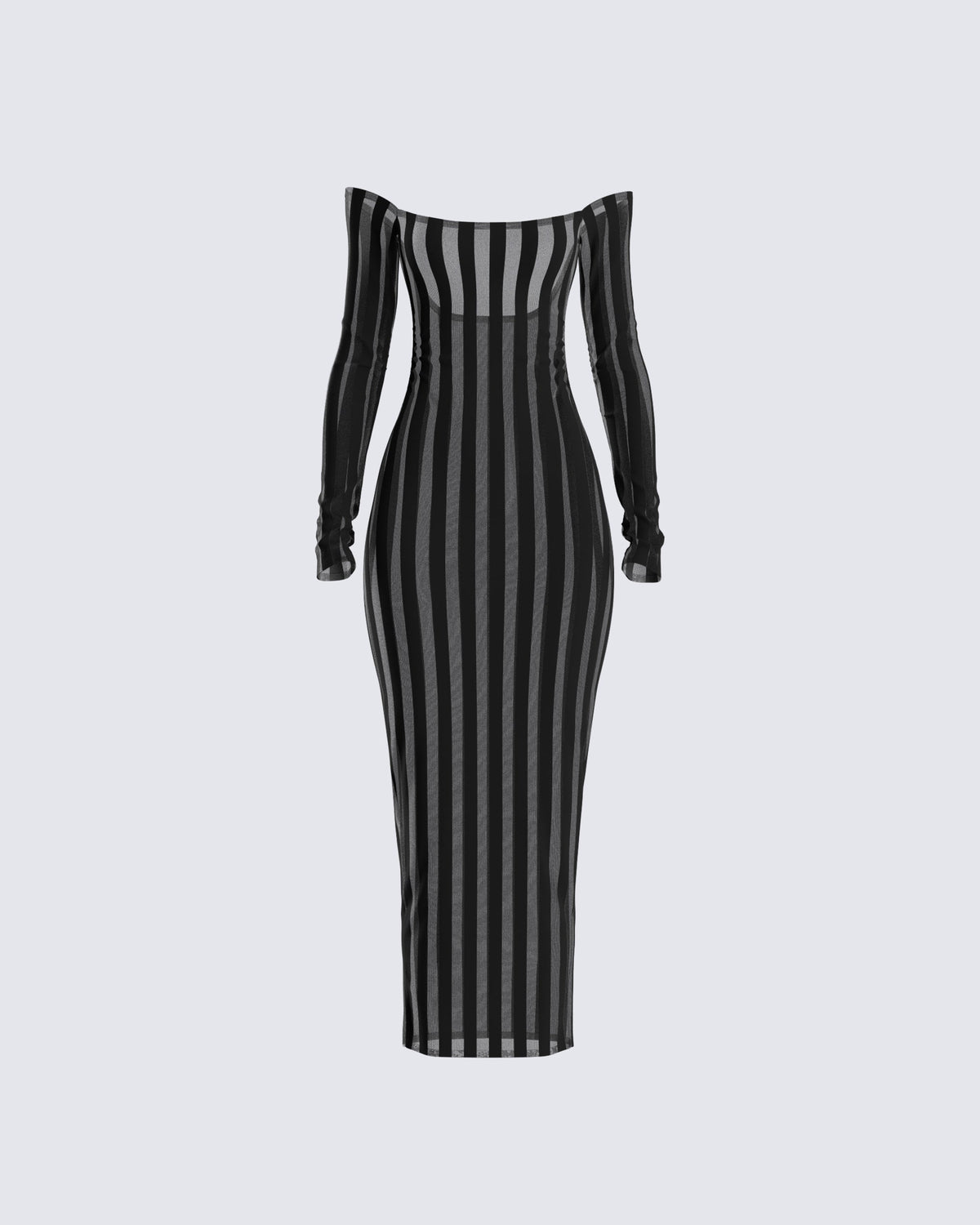 Vestido Midi Meritt Preto Listrado