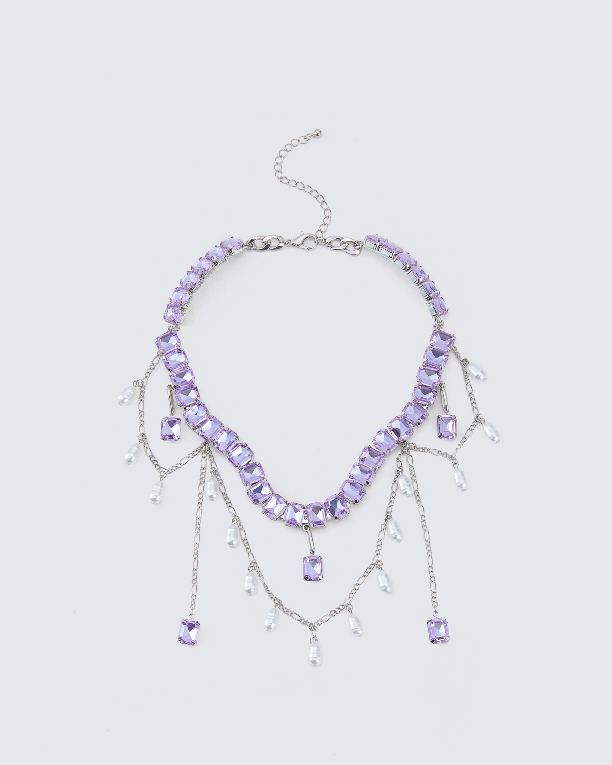 Choker Rhodes Roxa com Pingentes de Pérola