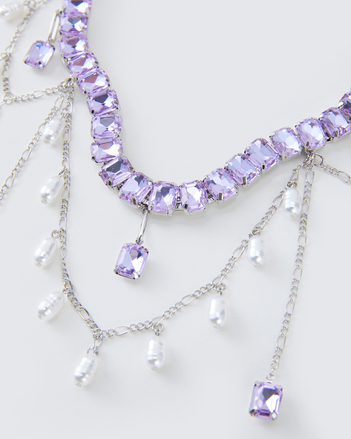 Choker Rhodes Roxa com Pingentes de Pérola