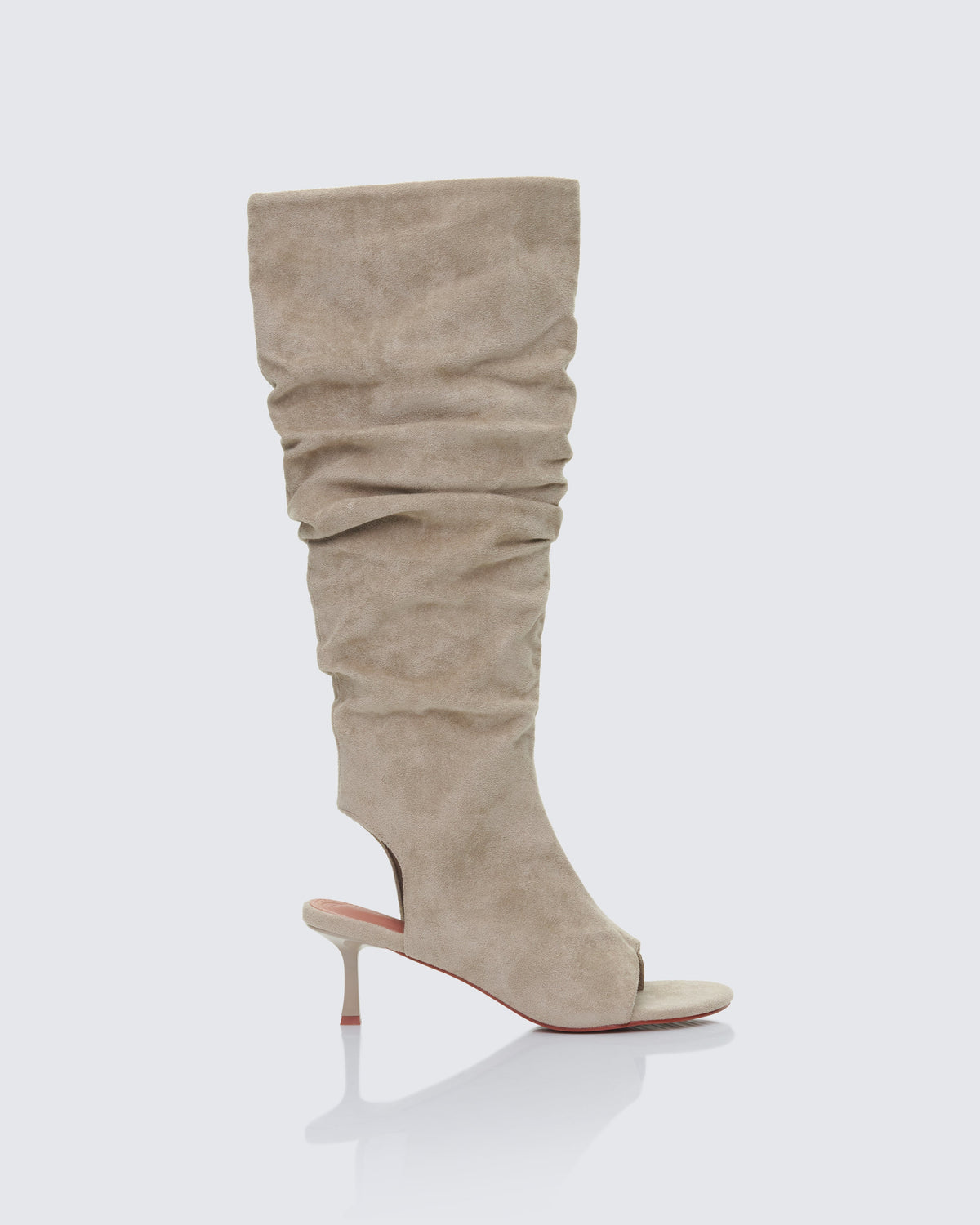Bota Stormi Areia de Camurça Sintética Peep Toe