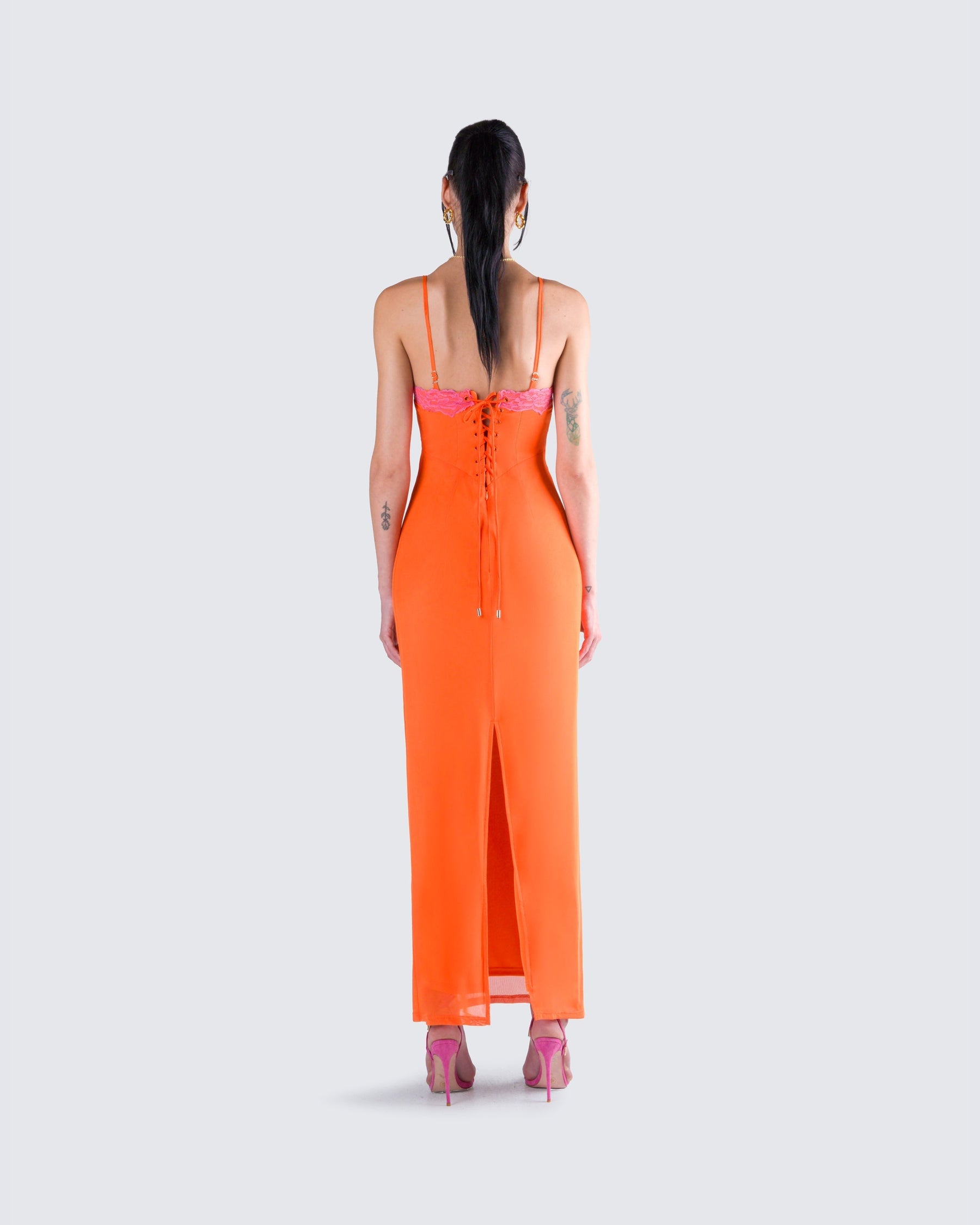Vestido Longo Ayesha Laranja de Tule