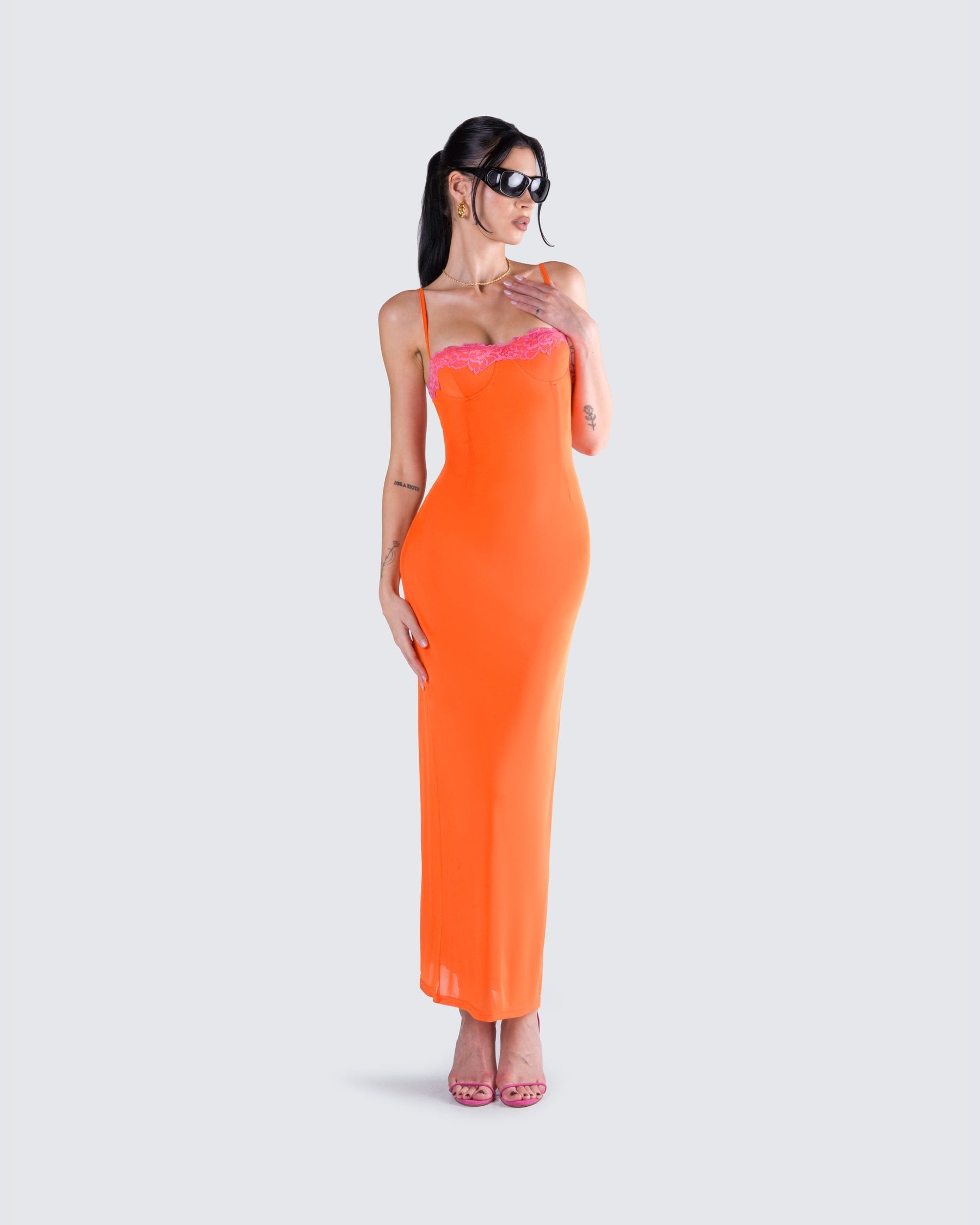Vestido Longo Ayesha Laranja de Tule