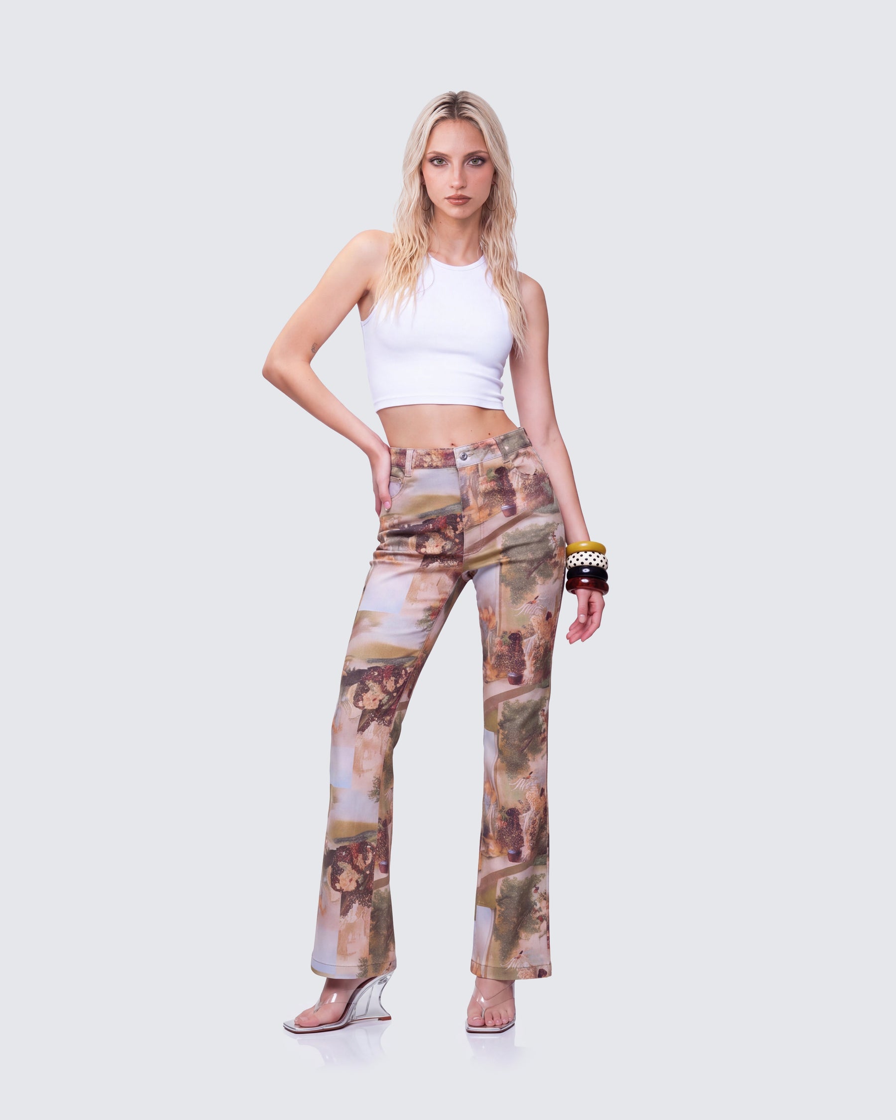 Calça Aphrodite Estampada Cintura Alta