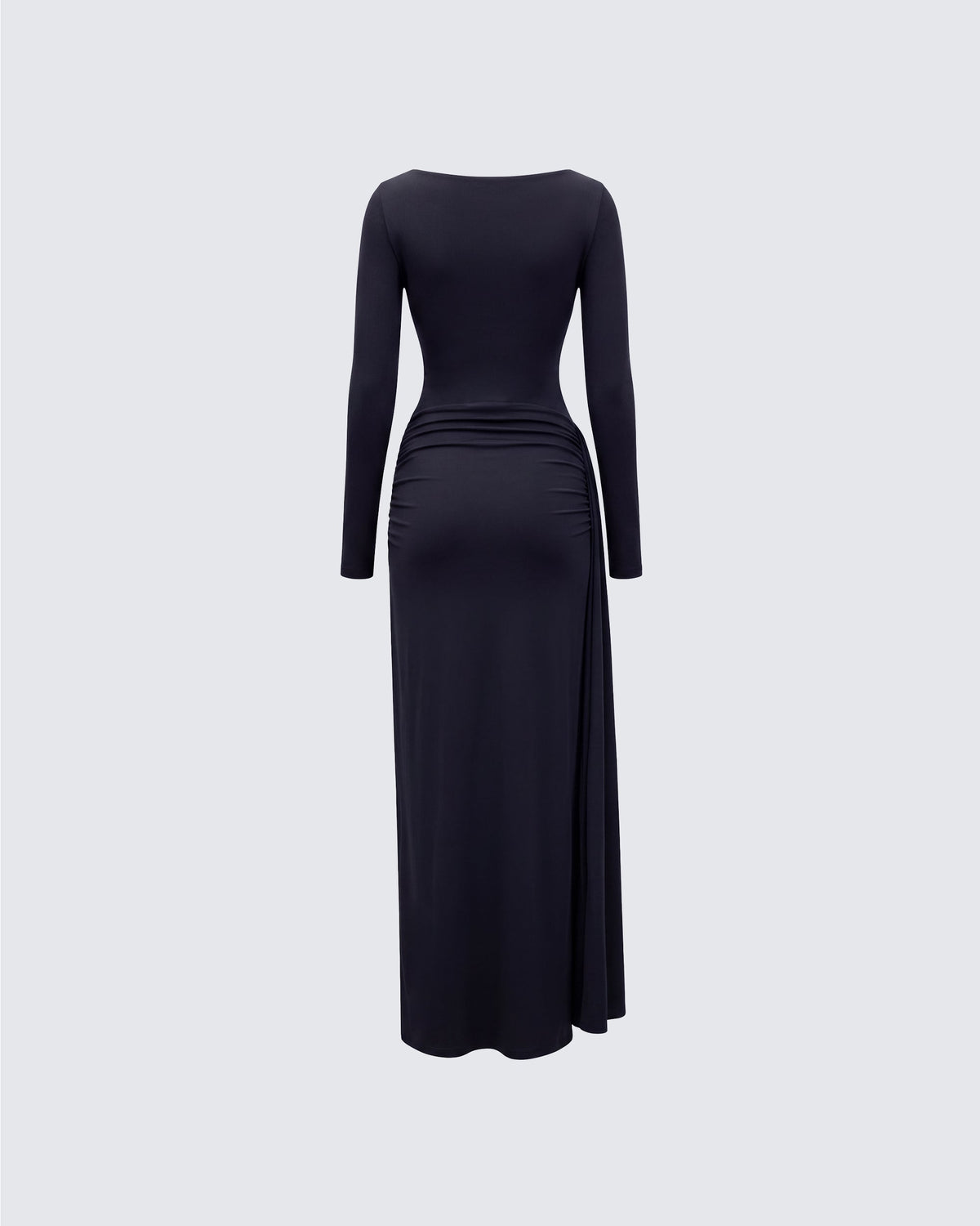 Vestido Longo Avi Preto de Malha Fluida com Torção