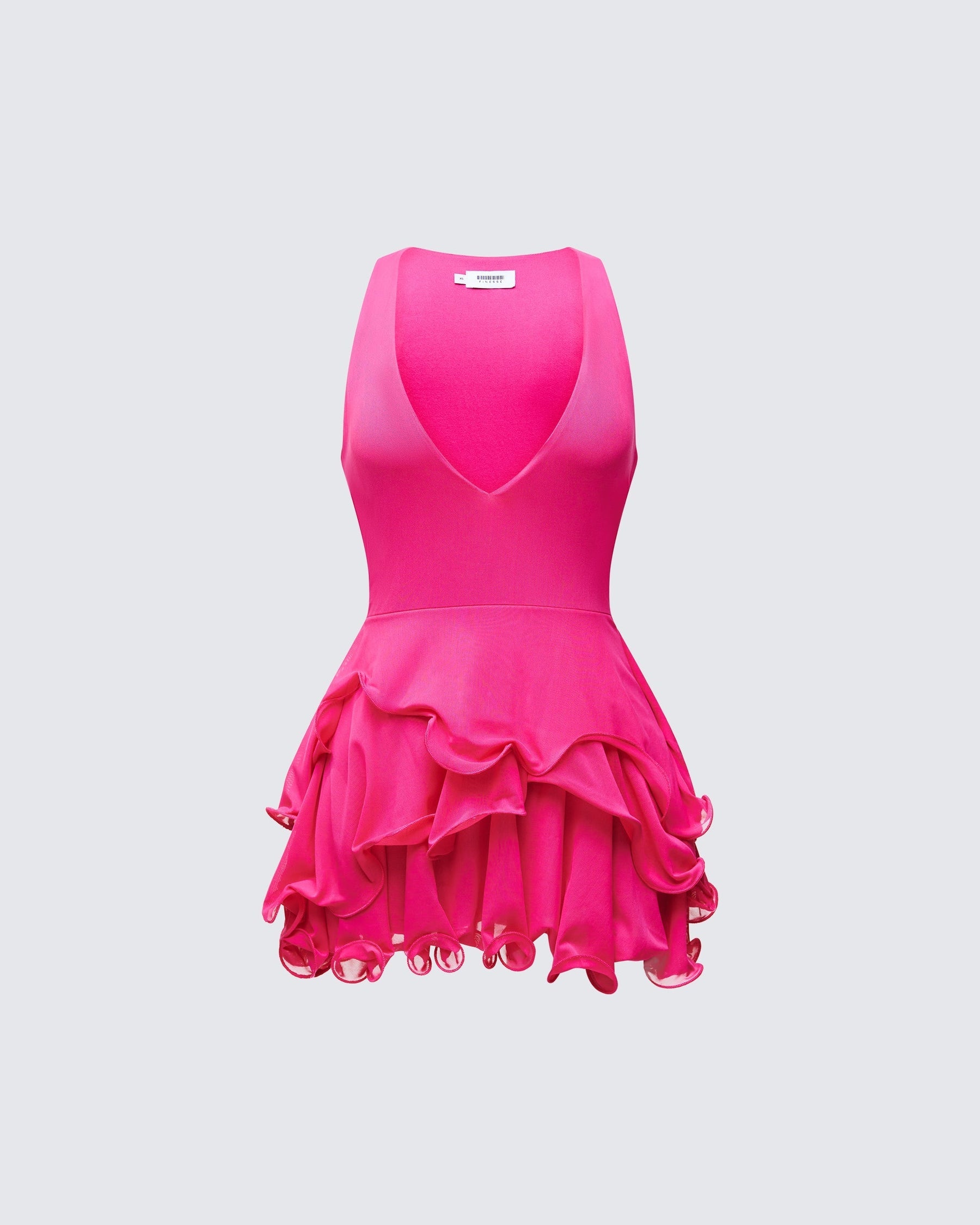 Vestido Curto Bria Rosa com Babado Estruturado