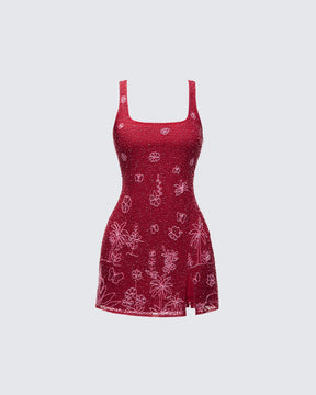Vestido Curto Edie Ameixa Bordado