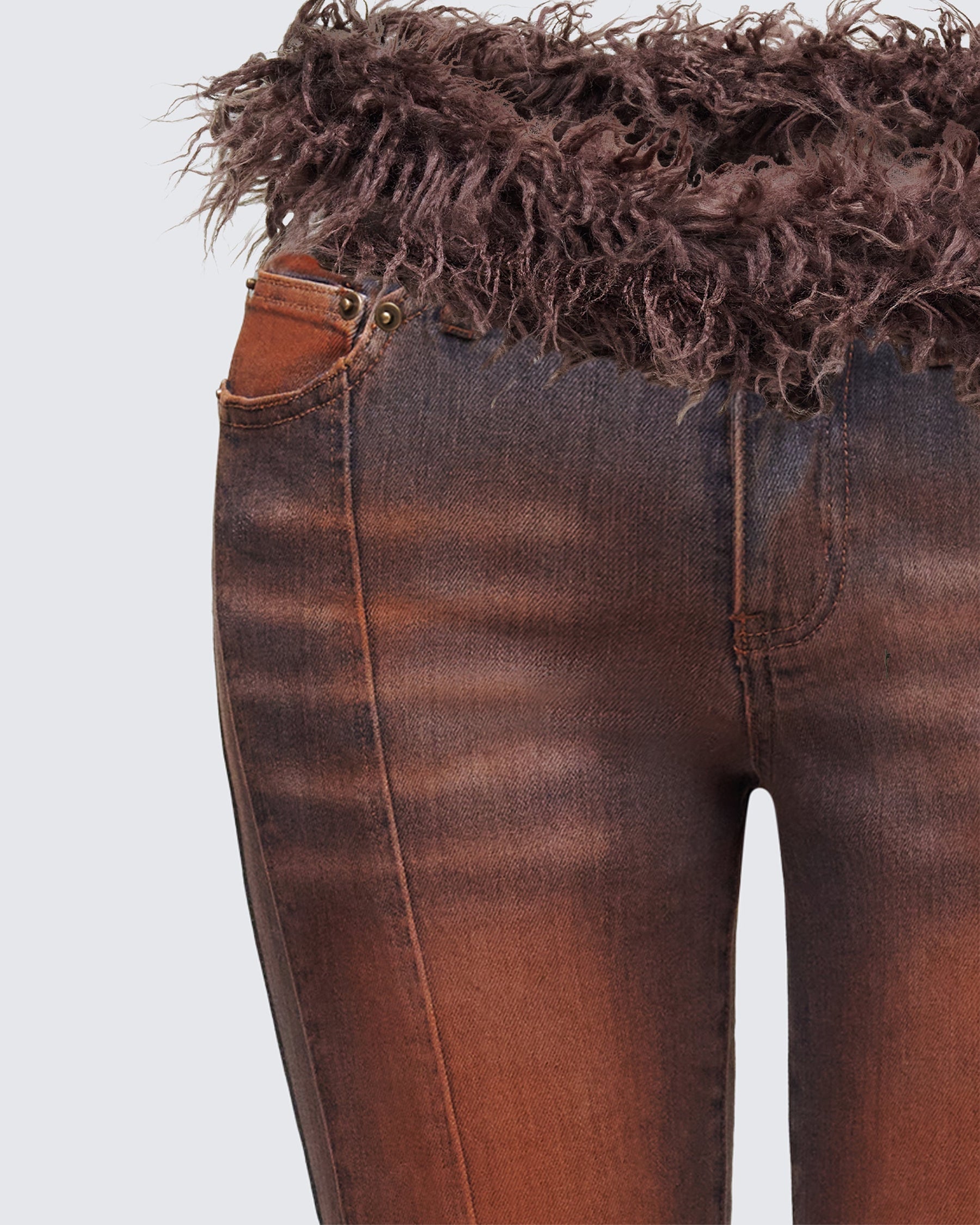 Calça Jeans Adie Marrom com Pelúcia
