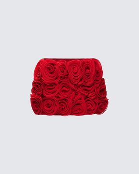 Minissaia Tayah Vermelha com Aplicação de Rosas