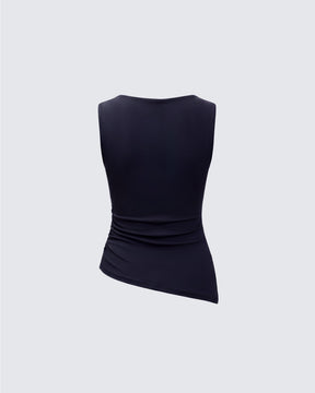 Blusa Inka Preta Assimétrica Ombro a Ombro