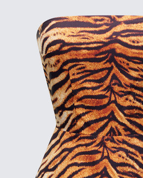 Blusa Juliana Marrom com Estampa de Tigre