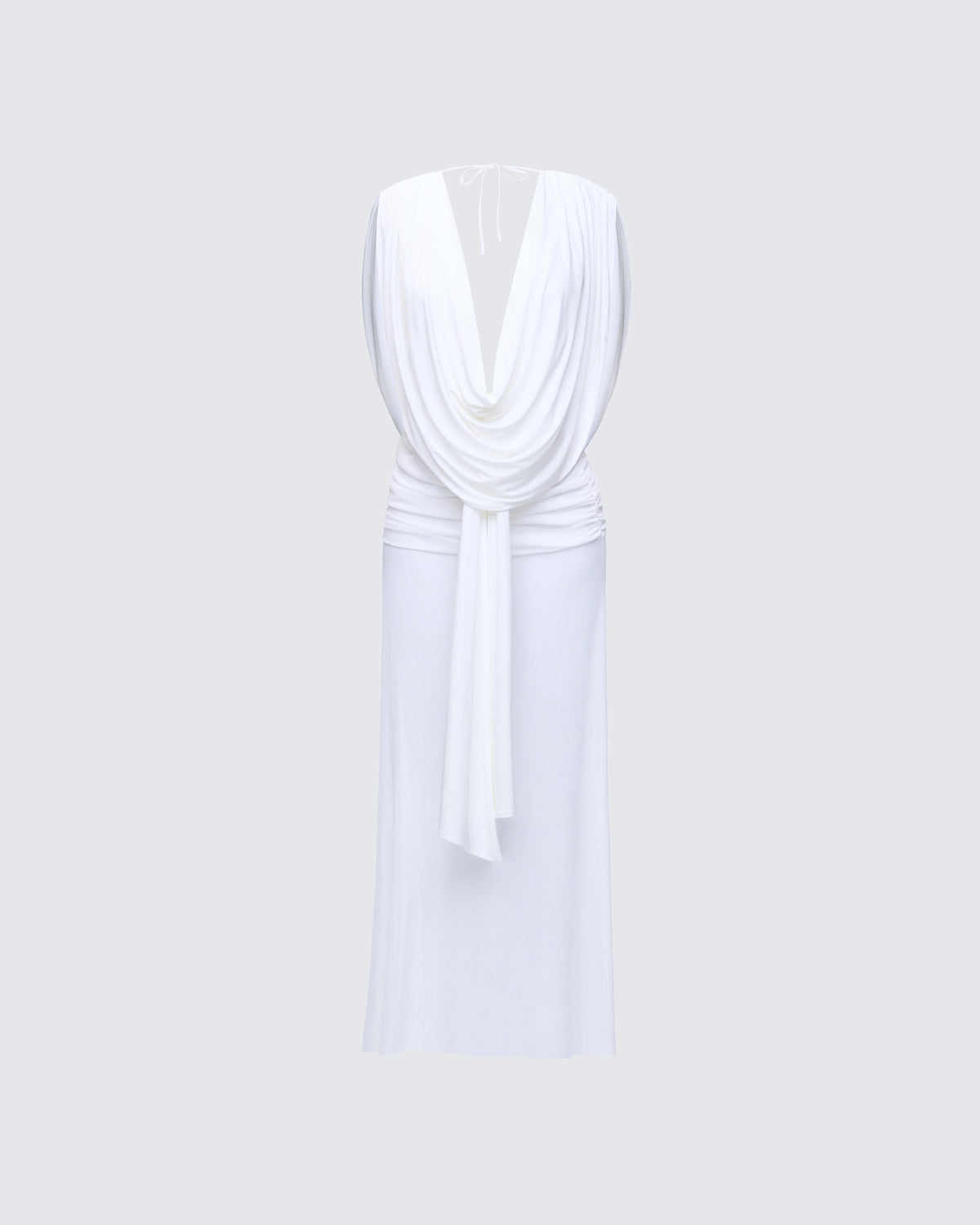 Vestido Longo Nolia Branco Gola Degagê