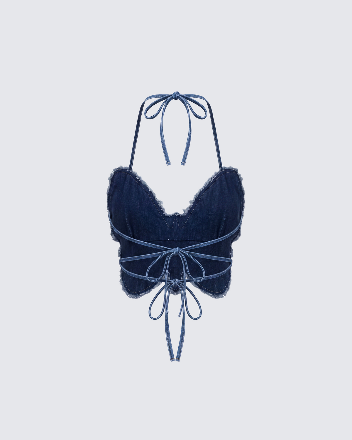 Top Olivette Jeans Azul Borboleta