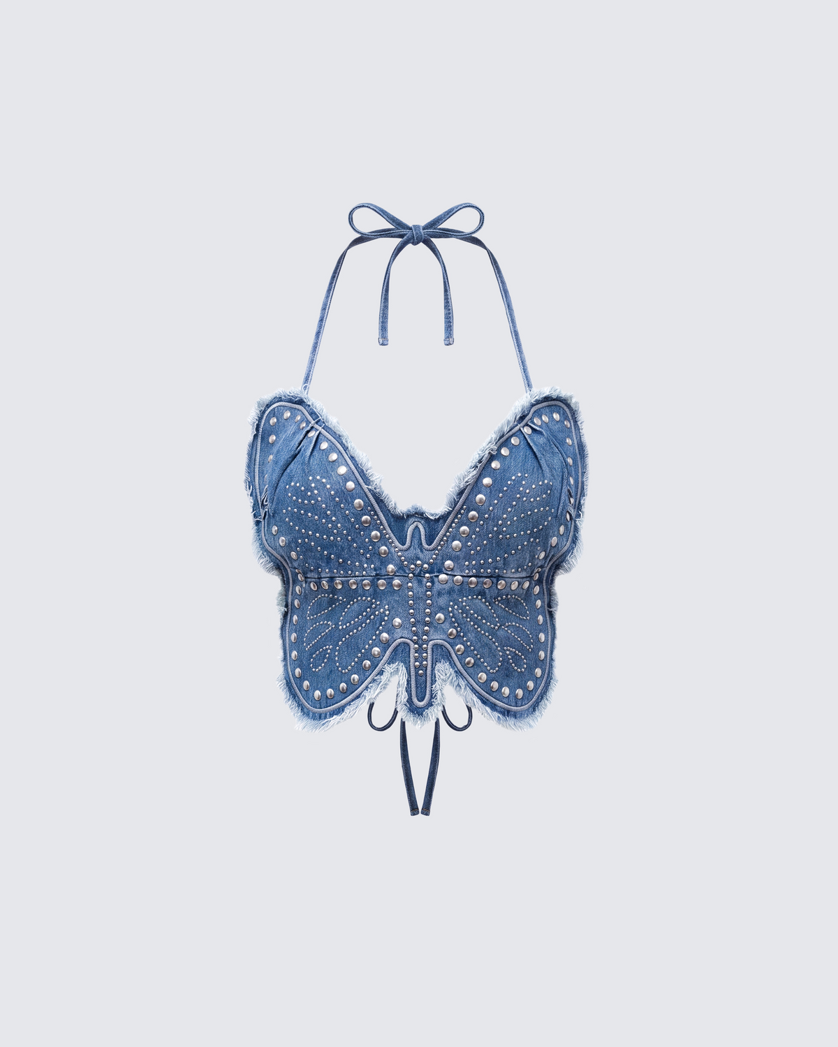 Top Olivette Jeans Azul Borboleta