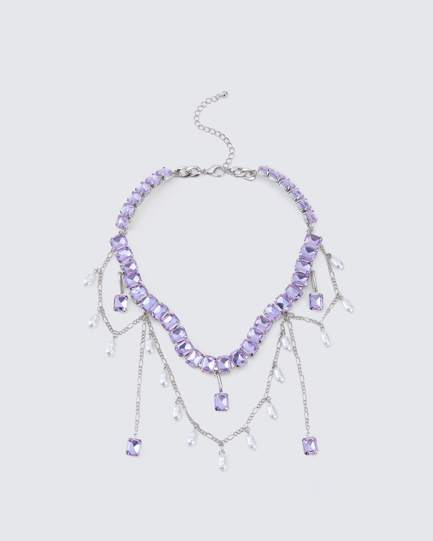 Choker Rhodes Roxa com Pingentes de Pérola