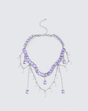 Choker Rhodes Roxa com Pingentes de Pérola