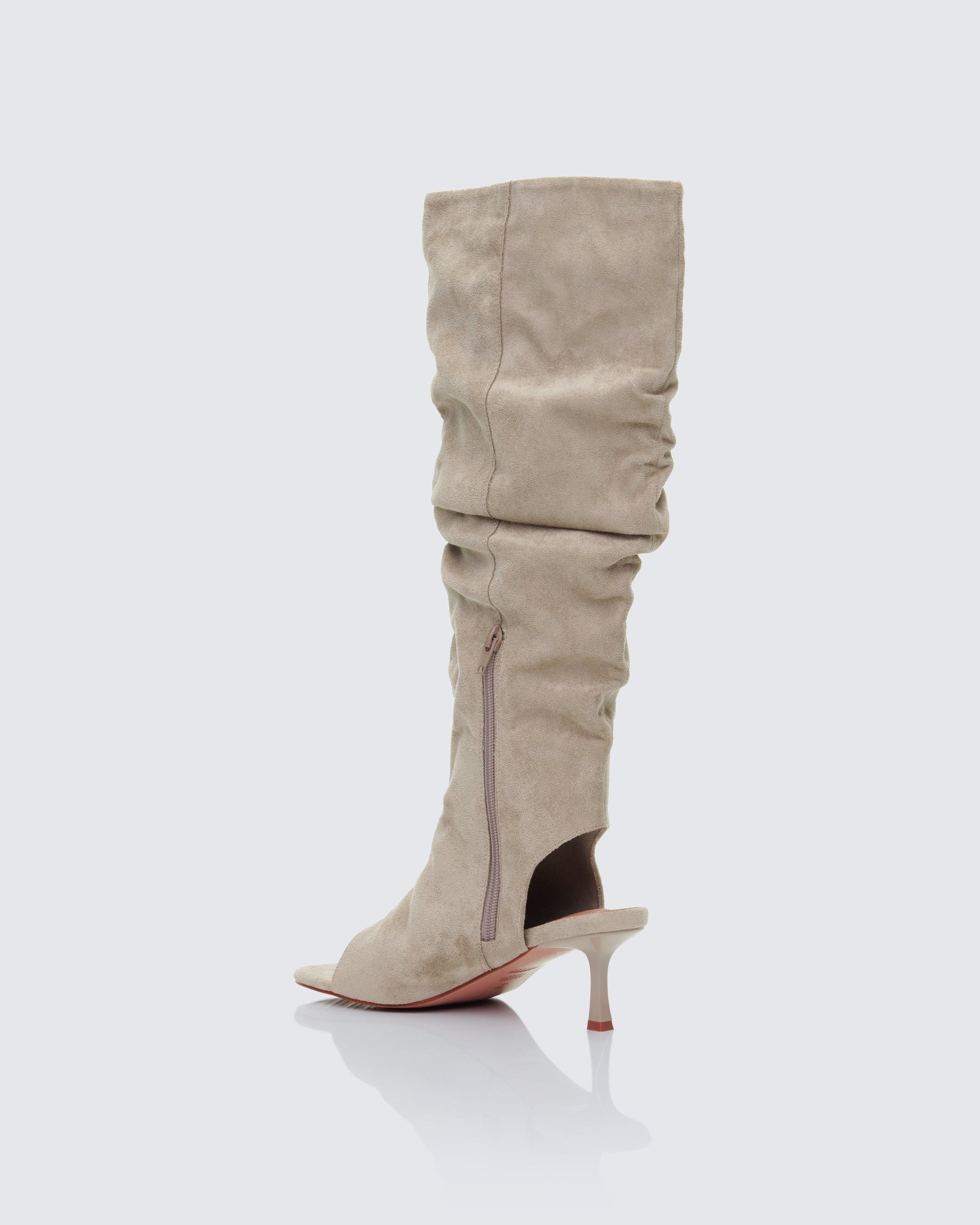Bota Stormi Areia de Camurça Sintética Peep Toe