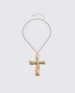 Colar Suha Dourado com Pingente de Cruz