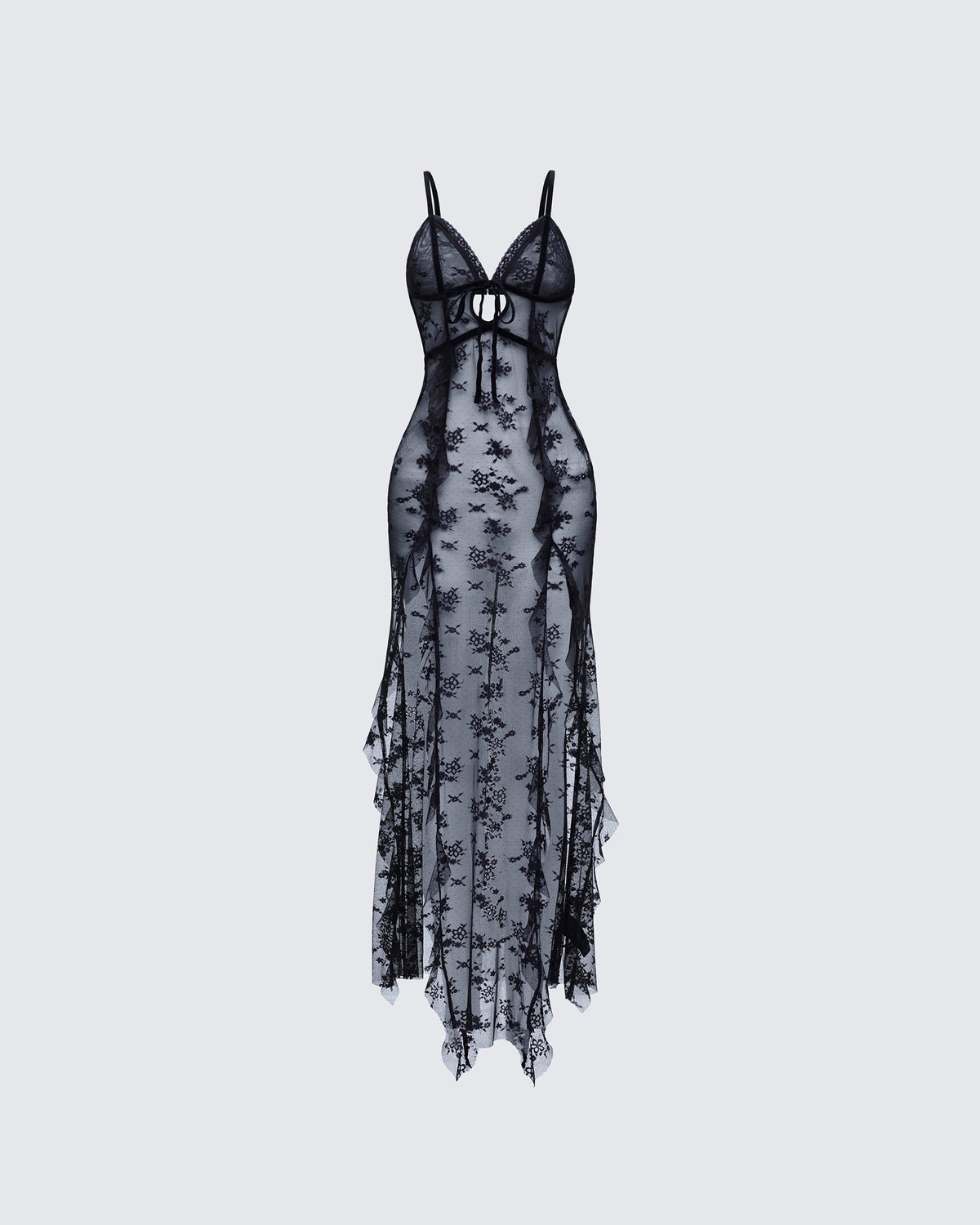 Vestido Longo Sorelle Preto de Renda